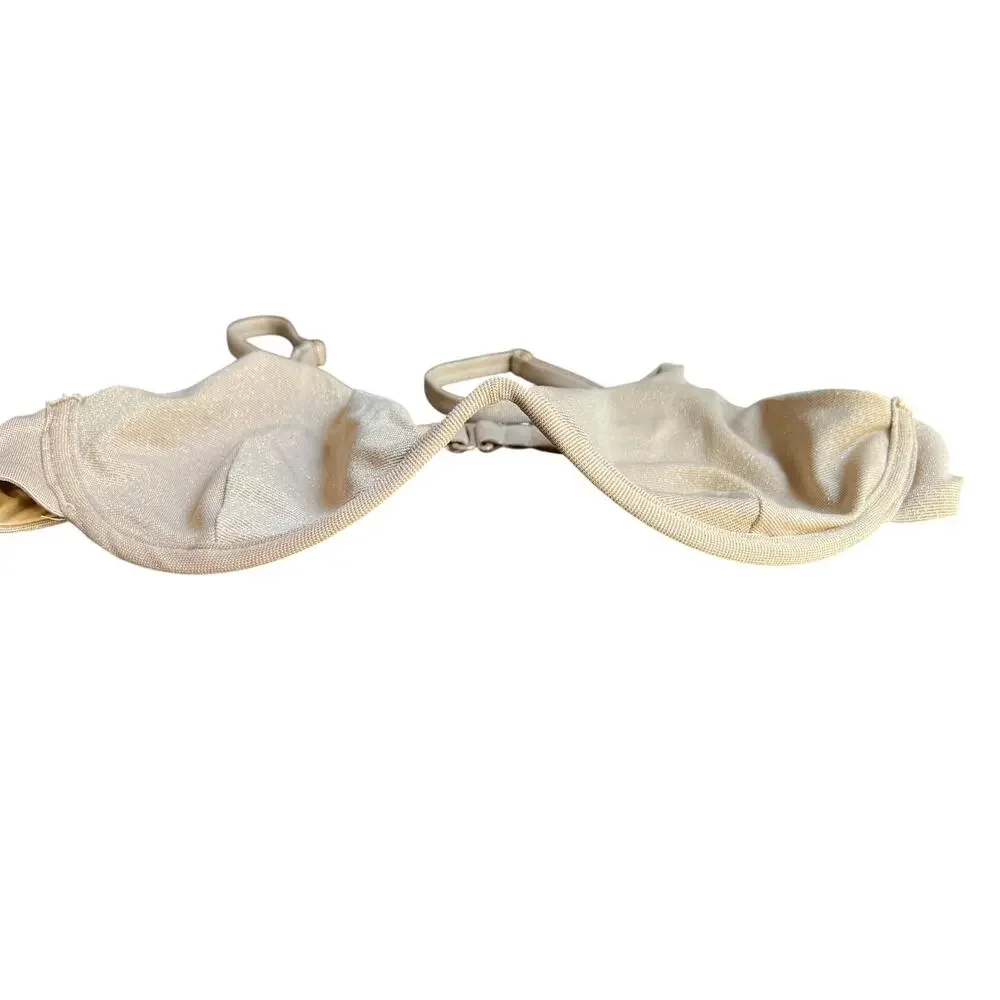 AQUA SWIM BLOOMINGDALES WOMENS MEDIUM WIRE TRIANGLE BIKINI SET SHIMMER GOLD NEW